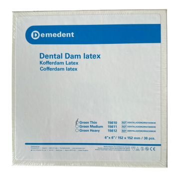 Dental dam digues vertes latex Medium 152 x152 36pcs