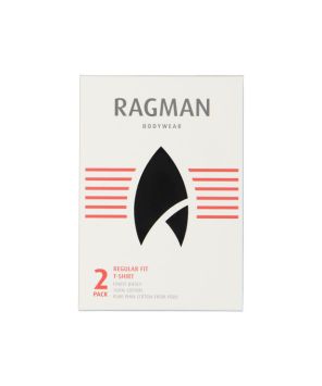 Ragman 2 T-shirts in dubbelpak met ronde hals Zwart