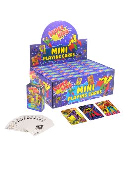 Cartes de jeu Superhéros format mini (6 x 4 cm) par 24 jeux en display