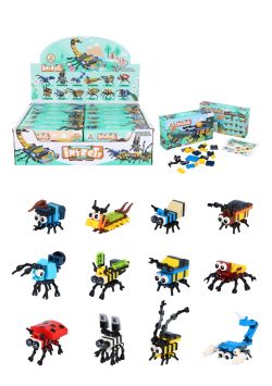 Jeu de construction d'insectes avec 32 cubes 12 espèces par présentoir